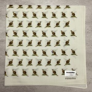 Renoma vintage handkerchief cotton White Kangaroo Print